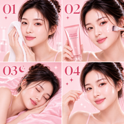 Four steps for using YUNA Collagen Night Wrapping Mask